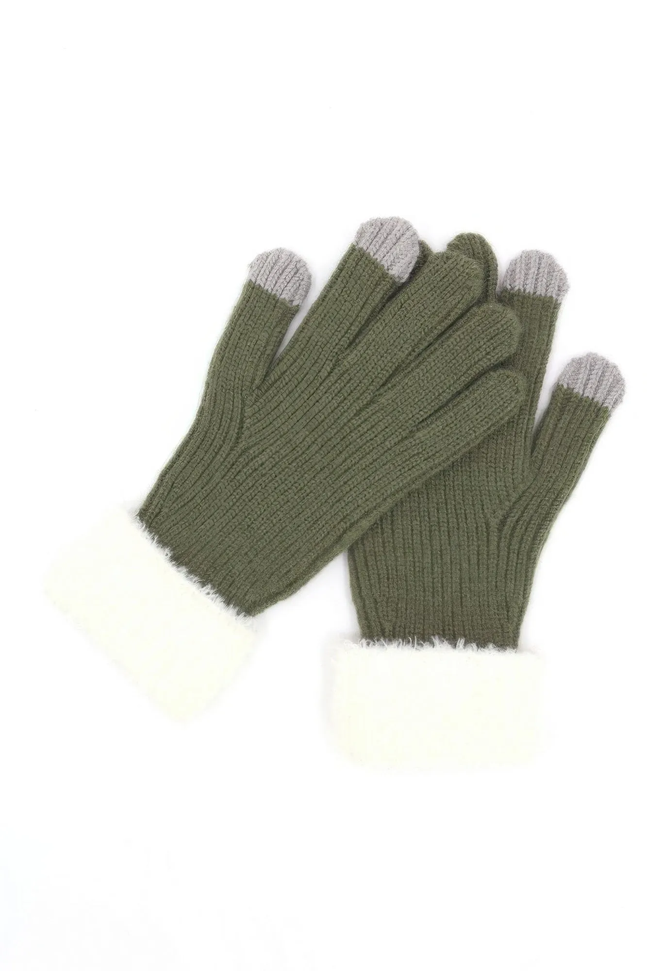 Faux Fur Cuff Smart Touch Knit Gloves sold by Gigi Laurent product image thumbnail 5