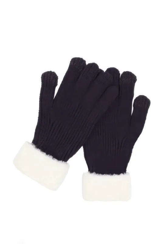 Faux Fur Cuff Smart Touch Knit Gloves sold by Gigi Laurent