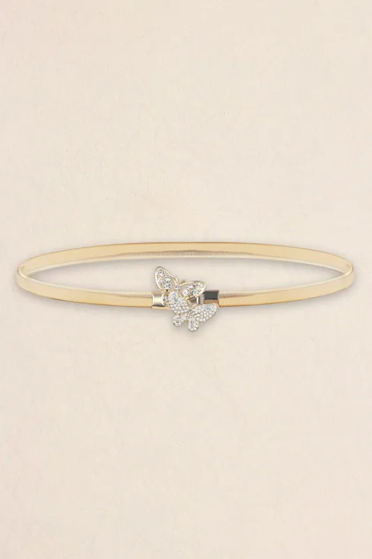Rhinestone Butterfly Elastic Metal Belt sold by Gigi Laurent