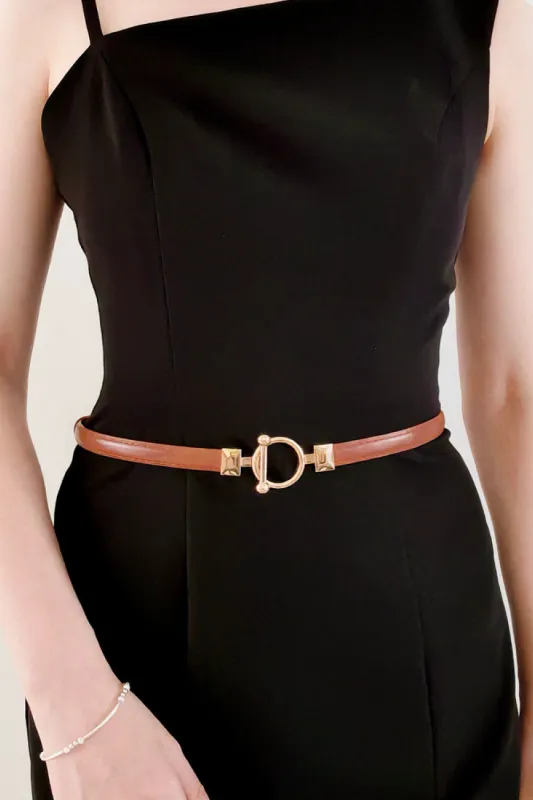 Toggle Buckle Skinny PU Belt made by Trendsi