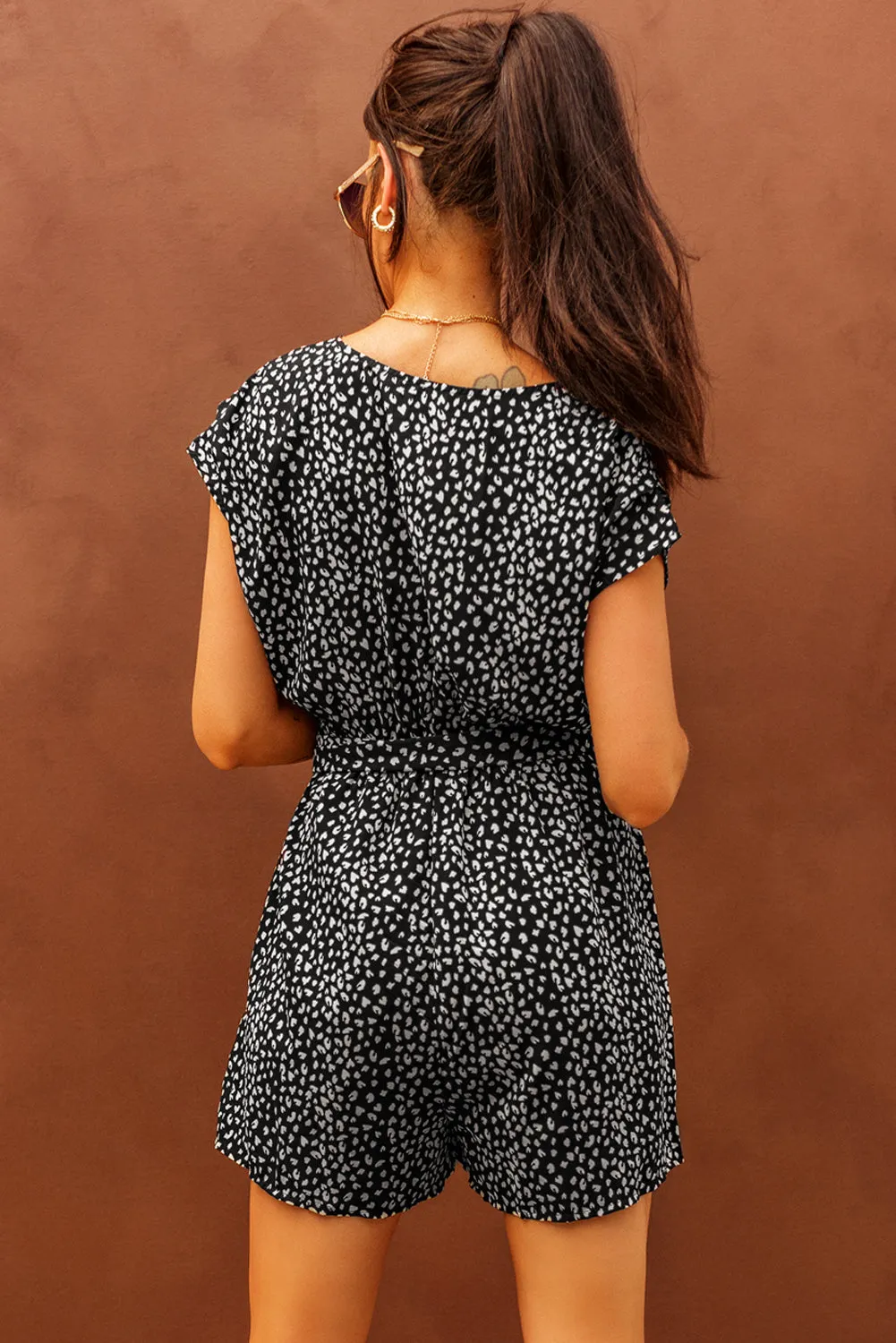 Printed Short Sleeve Romper with Belt sold by Gigi Laurent product image thumbnail 2