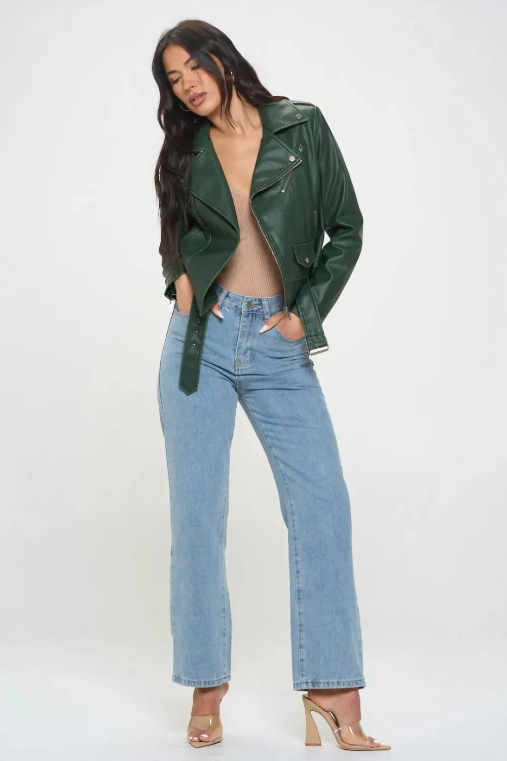 Coalition LA Zip Up Biker Jacket with Belt sold by Gigi Laurent product image thumbnail 5