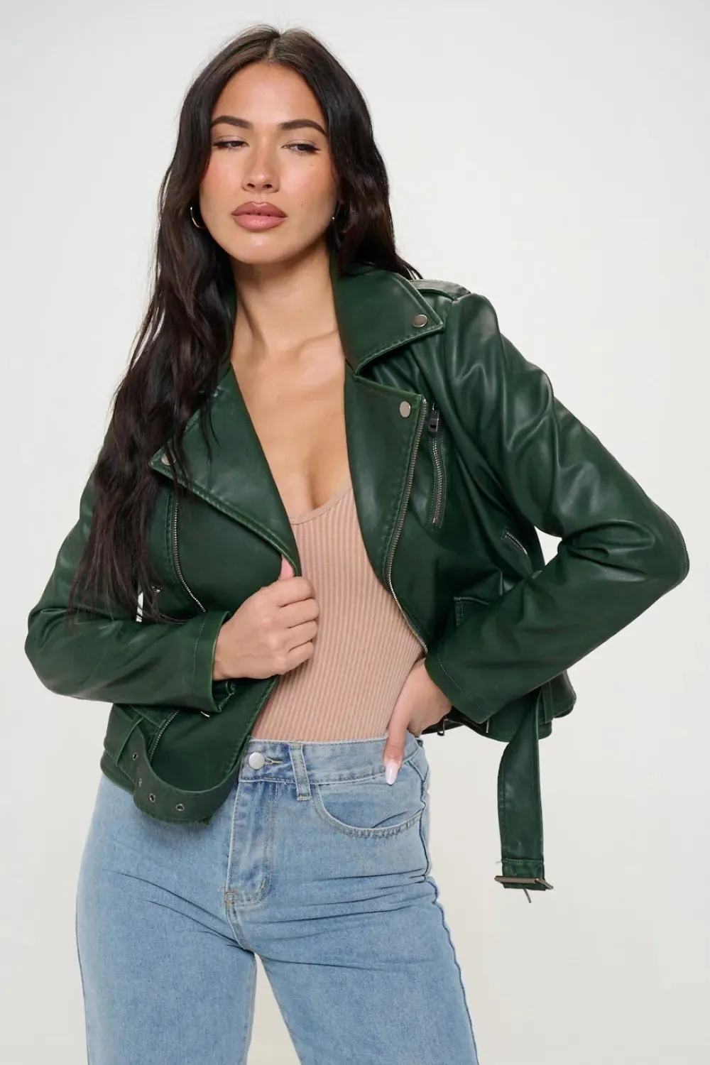 Coalition LA Zip Up Biker Jacket with Belt sold by Gigi Laurent product image thumbnail 4