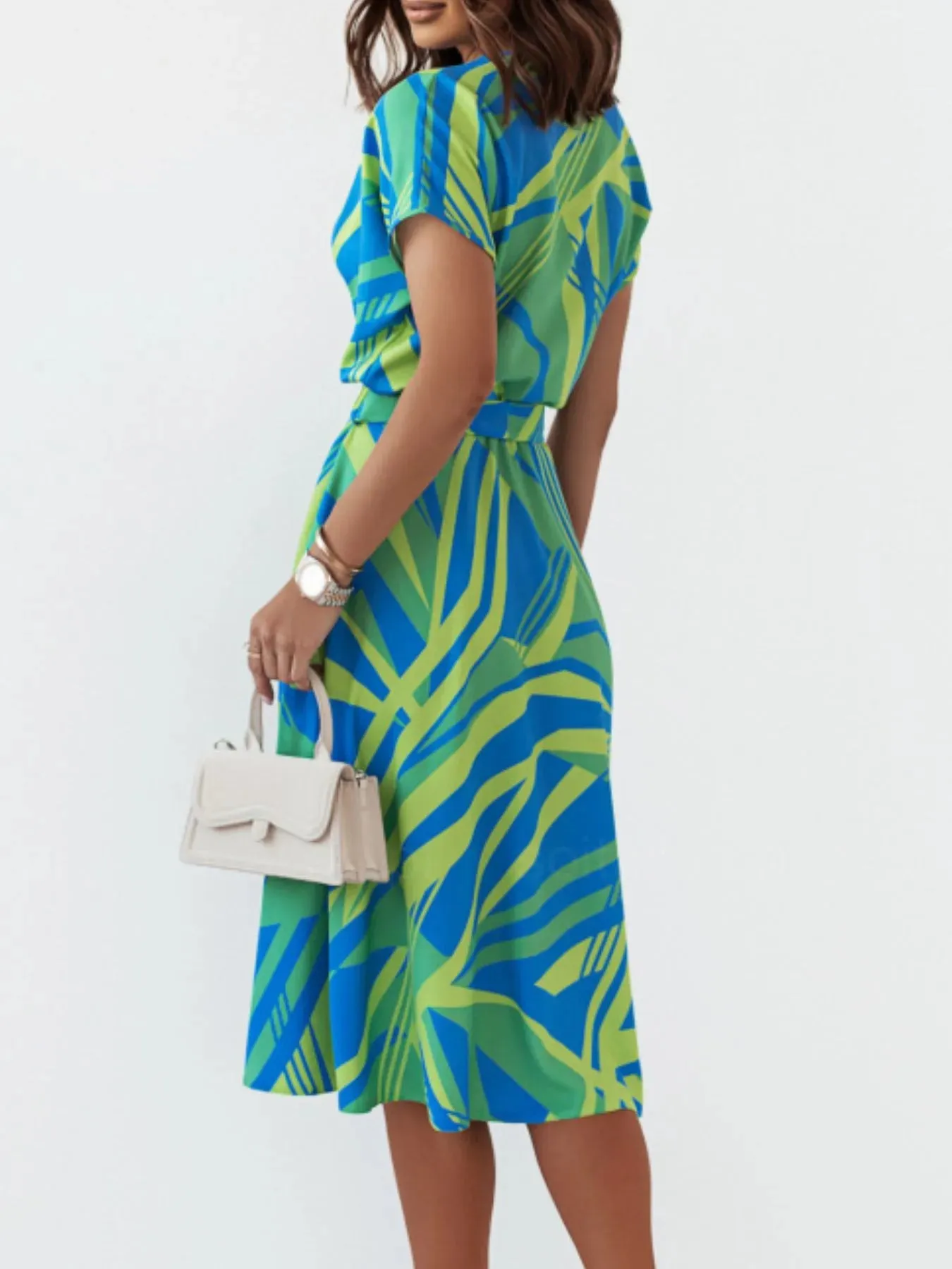 Printed Button Front Midi Dress with Belt sold by Gigi Laurent product image thumbnail 2