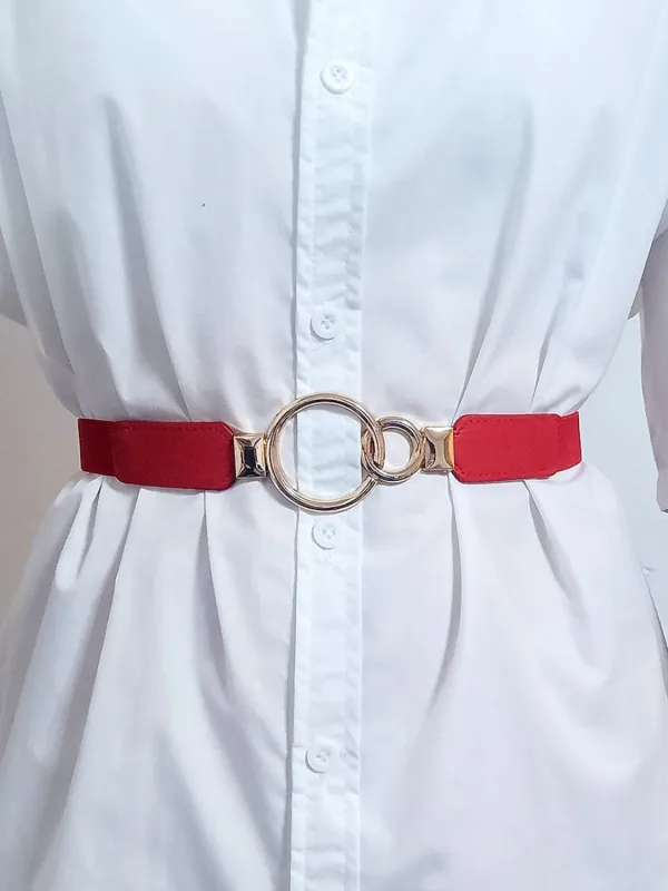 Double Ring Buckle Elastic PU Belt sold by Gigi Laurent