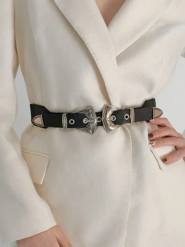 Double Buckle PU Leather Belt made by Gigi Laurent