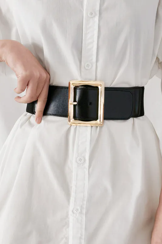 Rectangle Buckle Elastic Wide Belt sold by Gigi Laurent