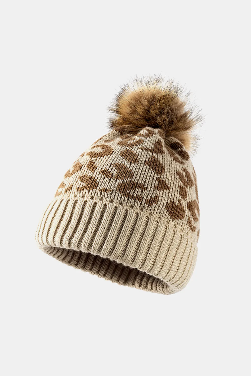 Leopard Pom-Pom Cuffed Beanie sold by Gigi Laurent
