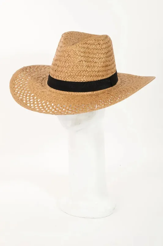 Fame Basket Weave Straw Sun Hat sold by Gigi Laurent