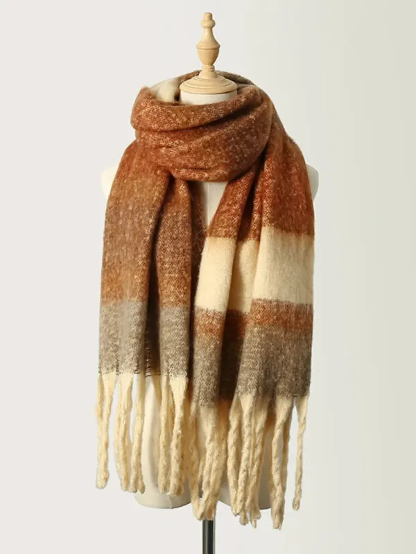 Fringe Color Block Polyester Scarf sold by Gigi Laurent