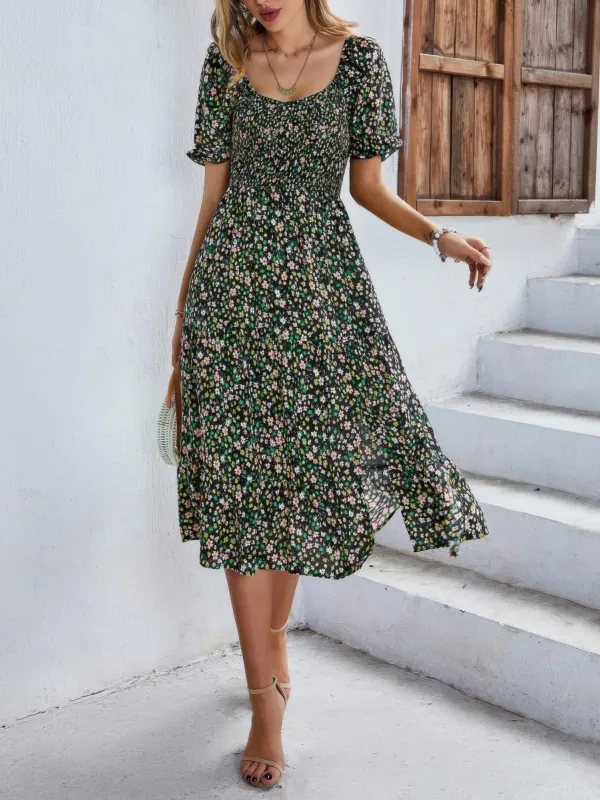 Bohemia Floral Puff Sleeve Flounce Sleeve Dress sold by Gigi Laurent