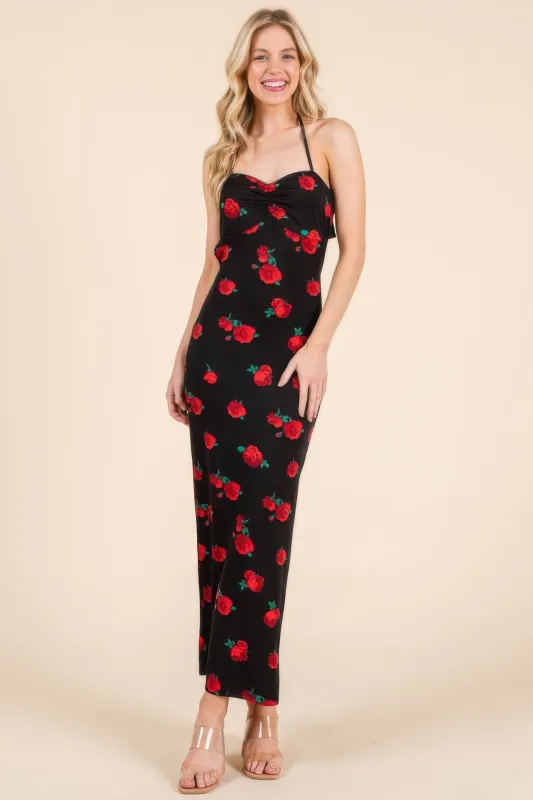 Sweet Heart Gathered Open Back Print Midi Dress sold by Gigi Laurent