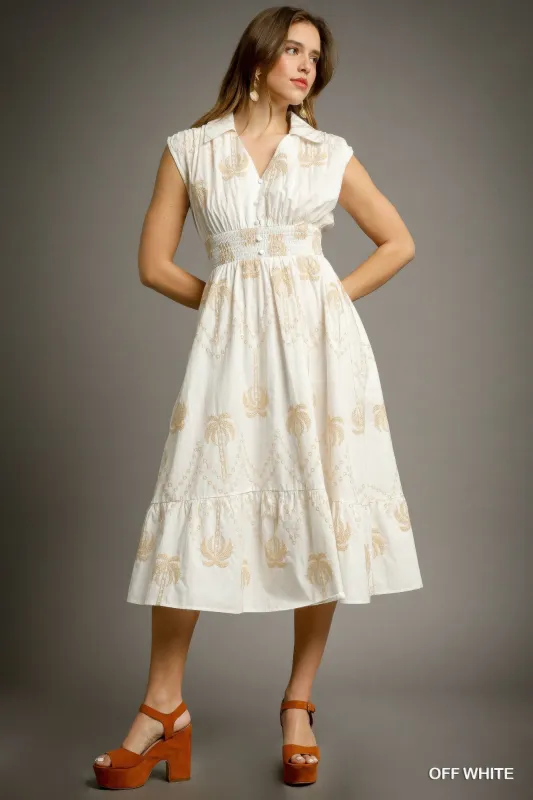 Tropical Breeze Embroidered Midi Dress sold by Gigi Laurent