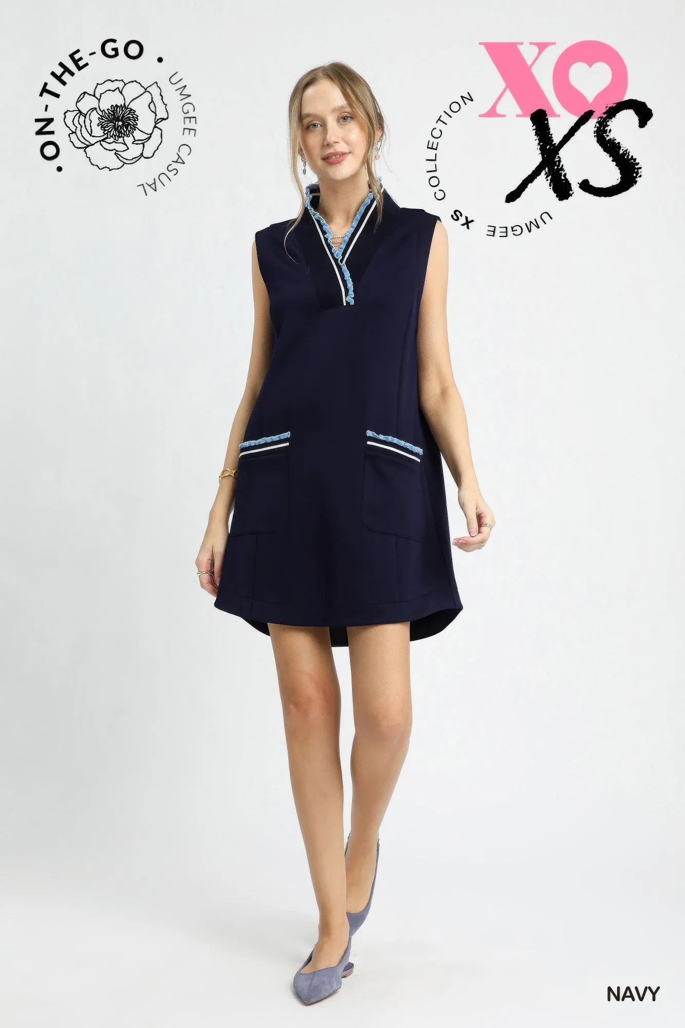 Luxeknit Sleeveless Ruffle Trim Pocket Dress sold by Gigi Laurent product image thumbnail 2