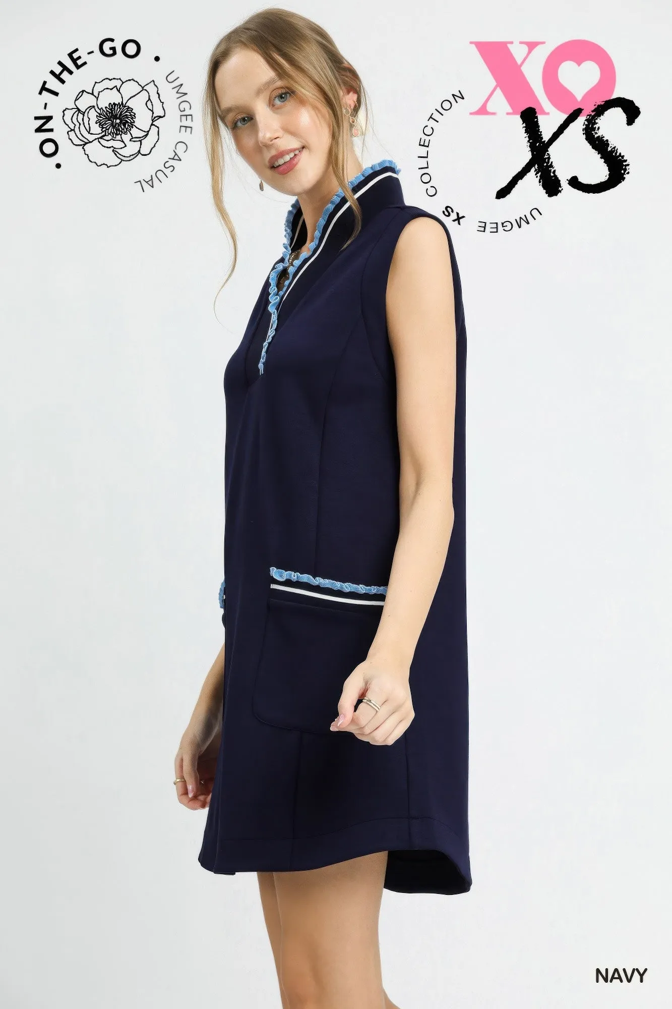 Luxeknit Sleeveless Ruffle Trim Pocket Dress sold by Gigi Laurent product image thumbnail 3