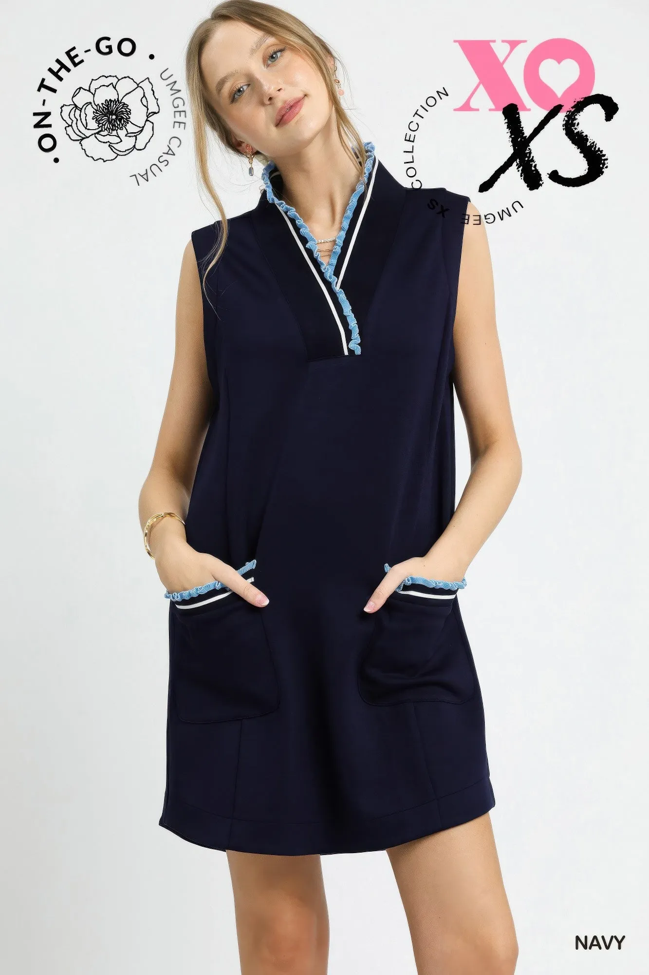 Luxeknit Sleeveless Ruffle Trim Pocket Dress sold by Gigi Laurent