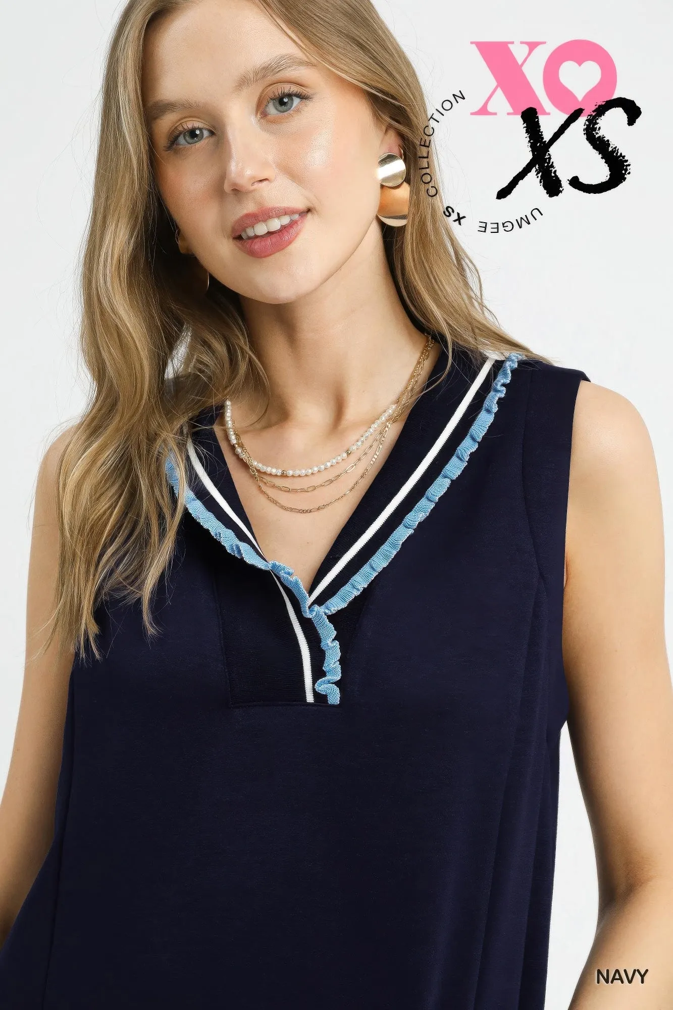 Luxeknit Sleeveless Ruffle Trim Pocket Dress sold by Gigi Laurent product image thumbnail 4