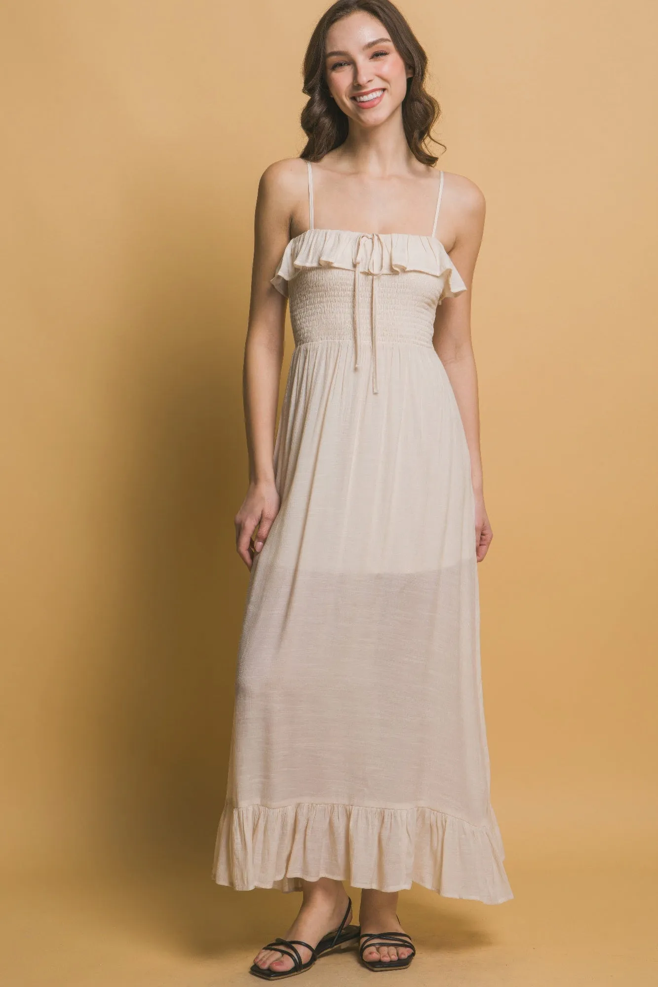 Smocked Ruffle Maxi Dress sold by Gigi Laurent