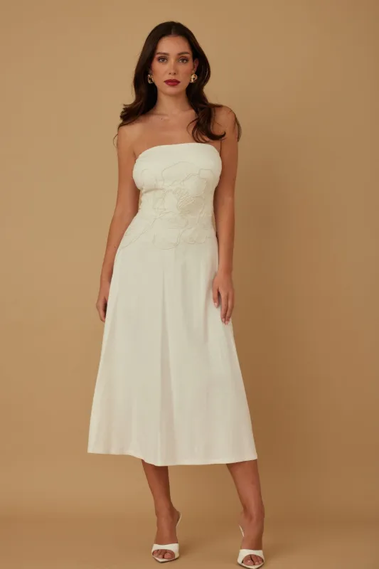 Flower Lining Linen Pattern Strapless Dress sold by Gigi Laurent