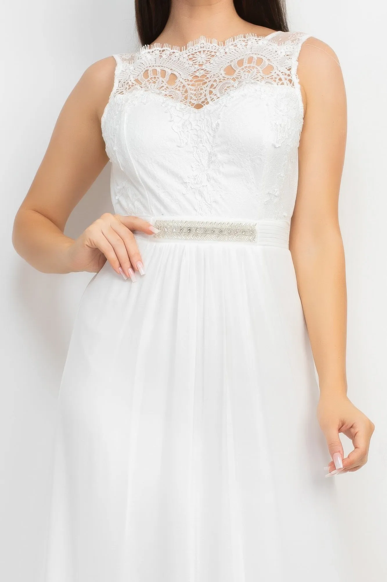 Jewel Waist-tie Lace Maxi Dress sold by Gigi Laurent product image thumbnail 3