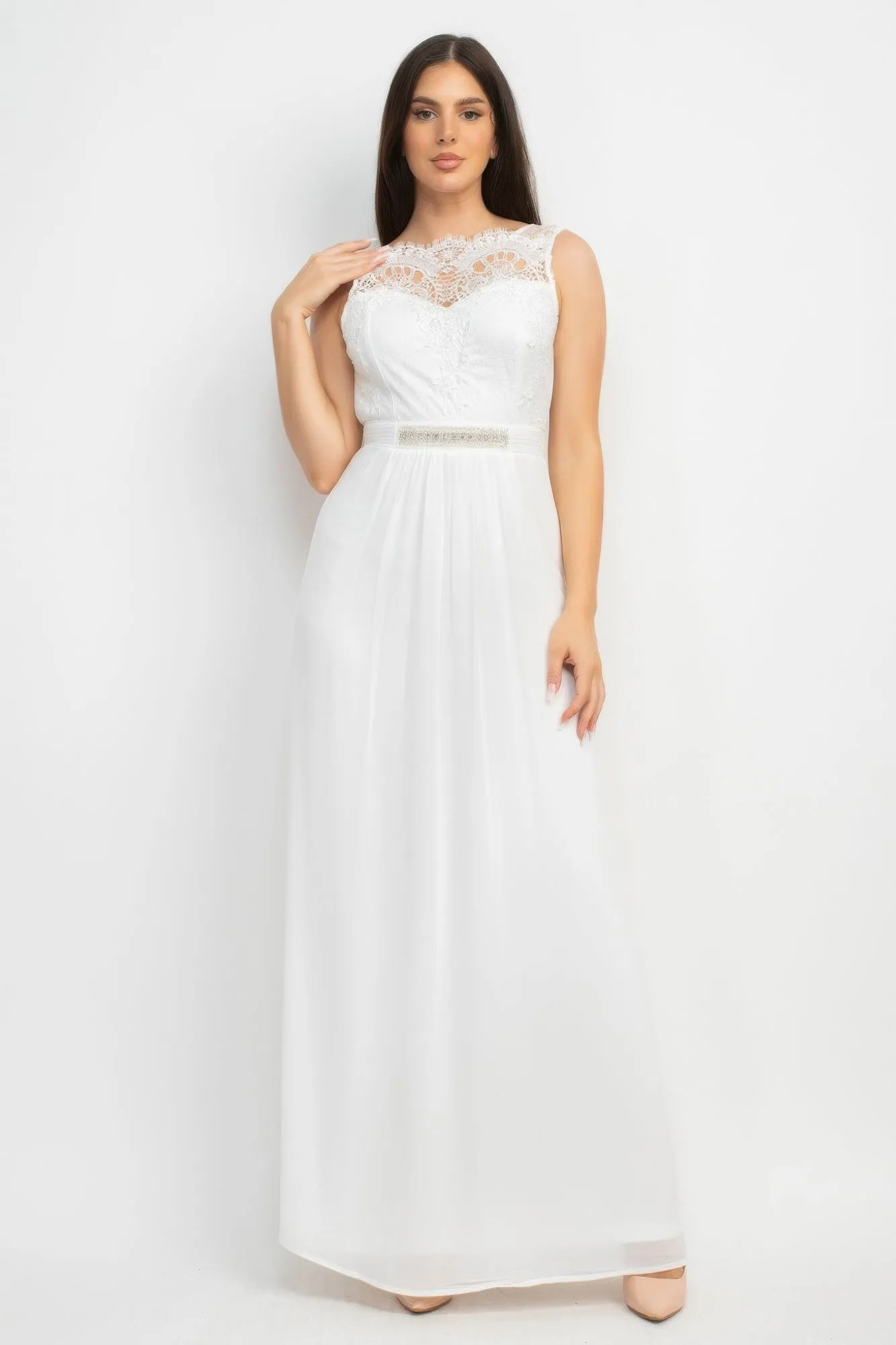 Jewel Waist-tie Lace Maxi Dress sold by Gigi Laurent product image thumbnail 2