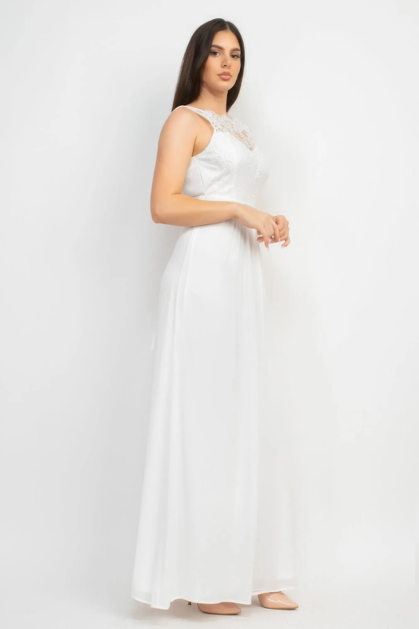 Jewel Waist-tie Lace Maxi Dress sold by Gigi Laurent product image thumbnail 4