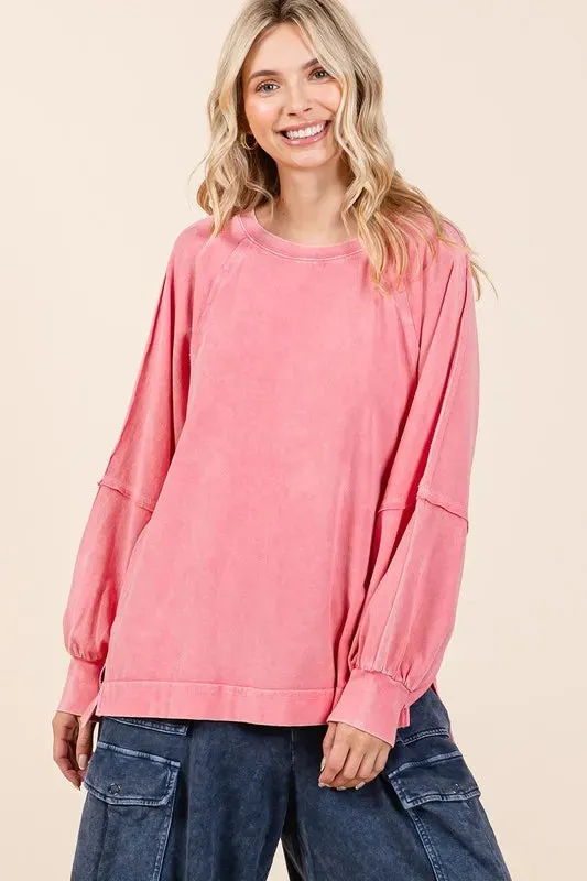 Mittoshop Mineral Wash Raglan Long Sleeve Oversized Top sold by Gigi Laurent