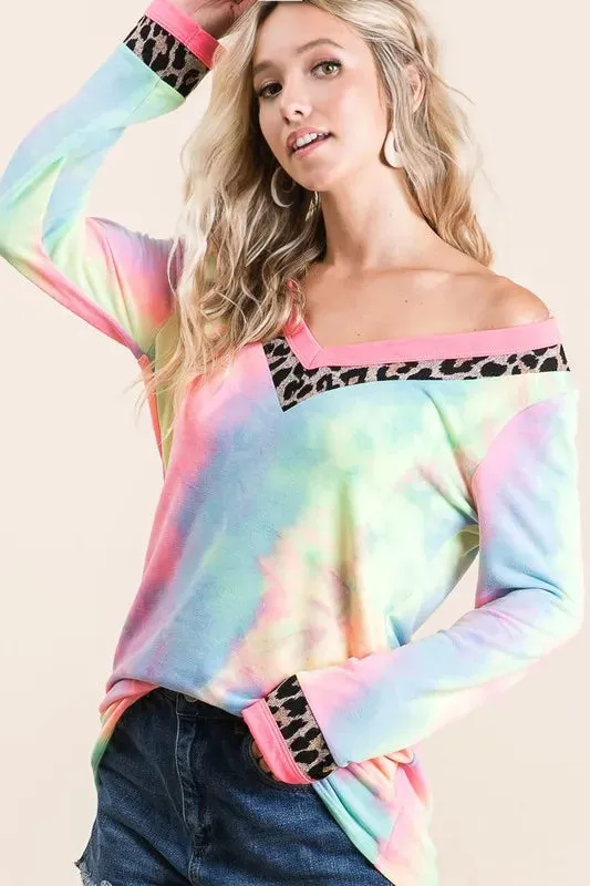 BiBi Tie Dye Terry V-Neck Top sold by Gigi Laurent product image thumbnail 2