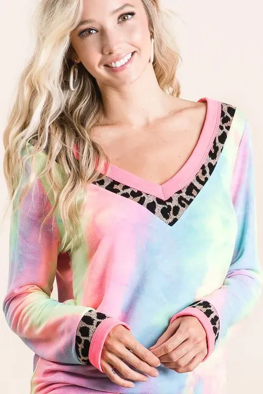 BiBi Tie Dye Terry V-Neck Top sold by Gigi Laurent product image thumbnail 5