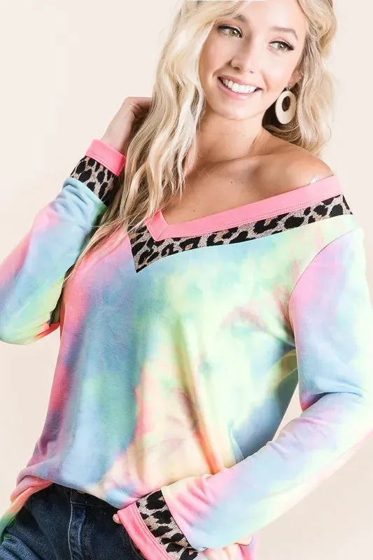 BiBi Tie Dye Terry V-Neck Top sold by Gigi Laurent product image thumbnail 4