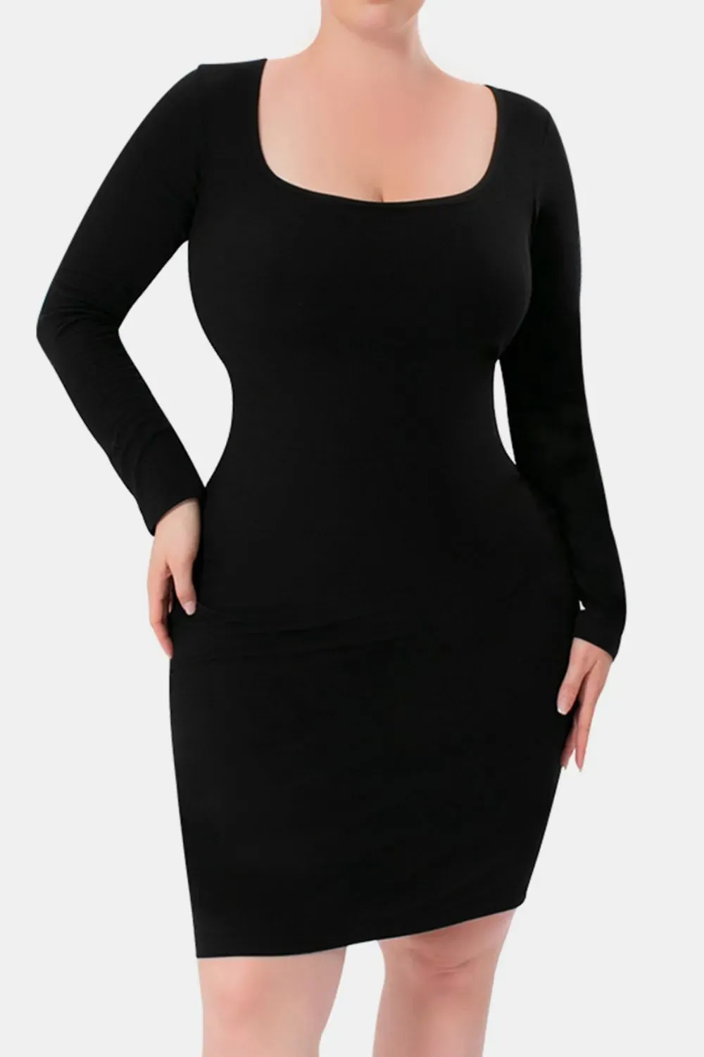 Basic Bae Full Size Built-In Shapewear Square Neck Long Sleeve Dress sold by Gigi Laurent product image thumbnail 4