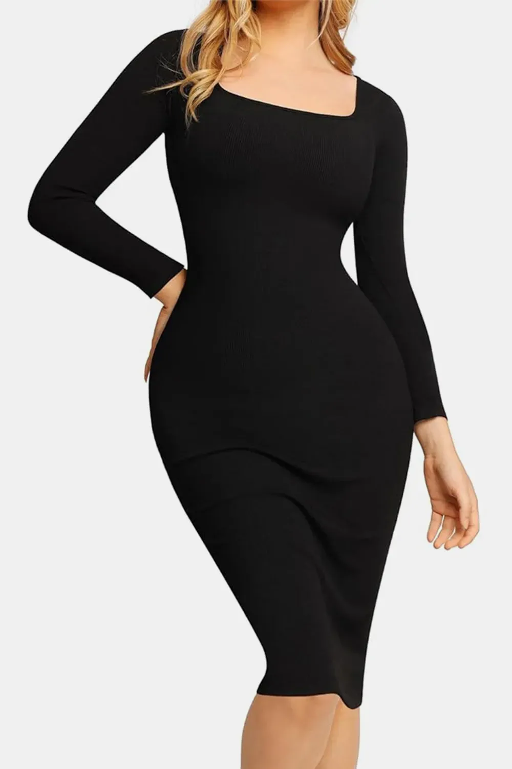 Basic Bae Full Size Built-In Shapewear Square Neck Long Sleeve Dress sold by Gigi Laurent product image thumbnail 5