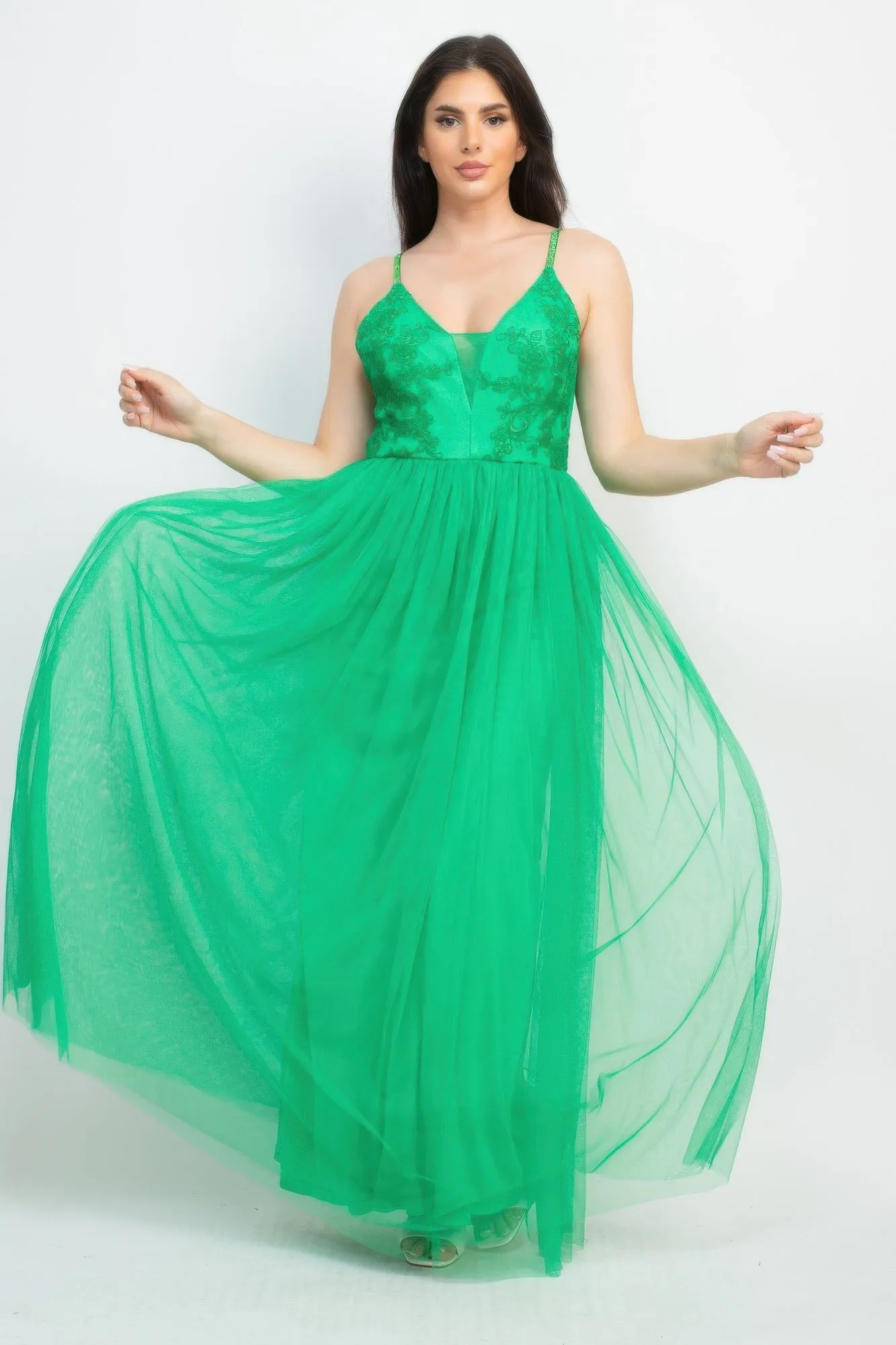 Glittered Straps Mesh Tulle Maxi Dress sold by Gigi Laurent product image thumbnail 2