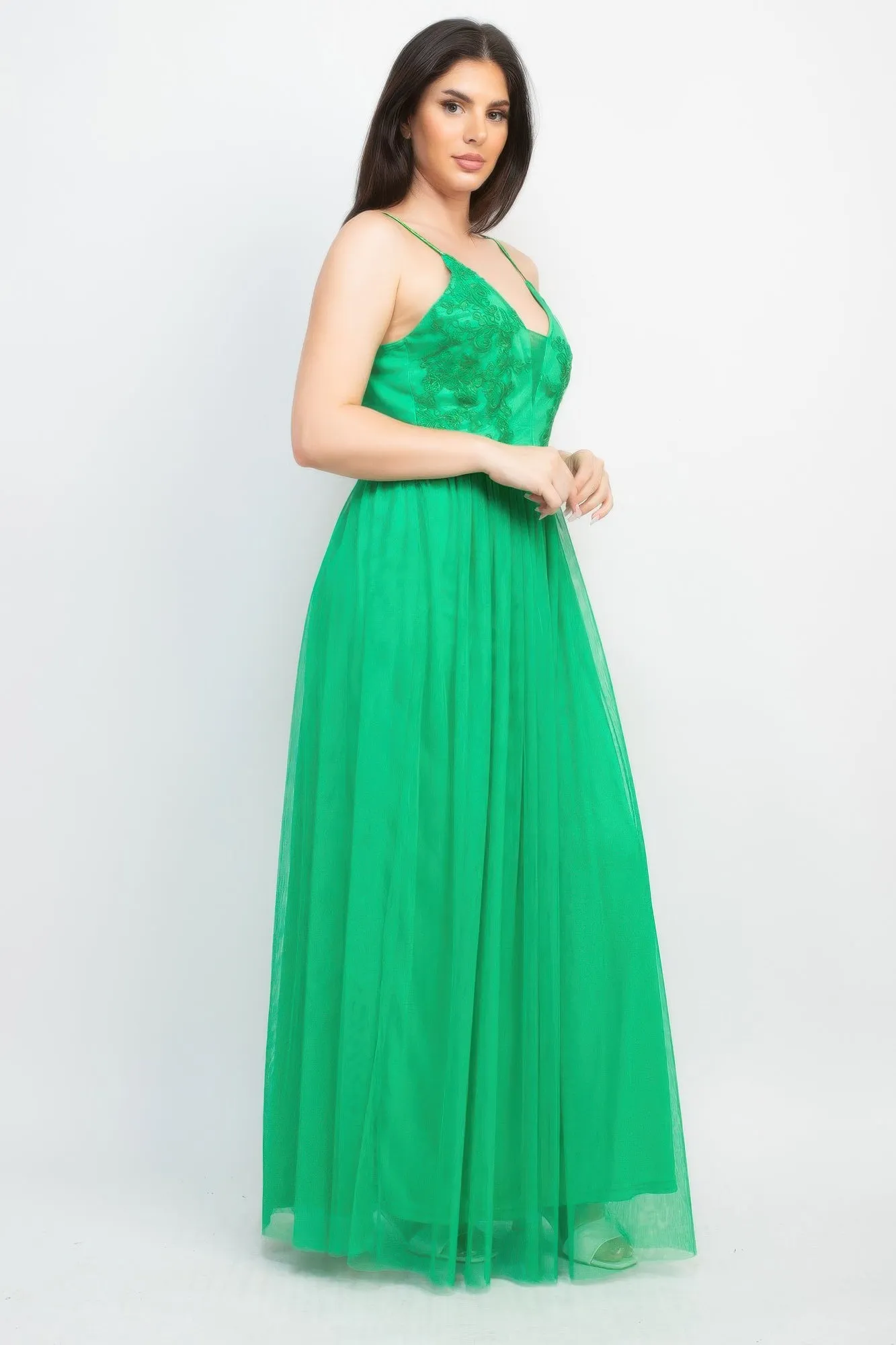 Glittered Straps Mesh Tulle Maxi Dress sold by Gigi Laurent product image thumbnail 3