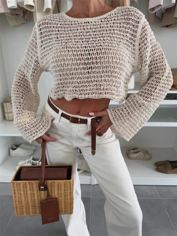 Openwork Round Neck Knit Cover Up sold by Gigi Laurent