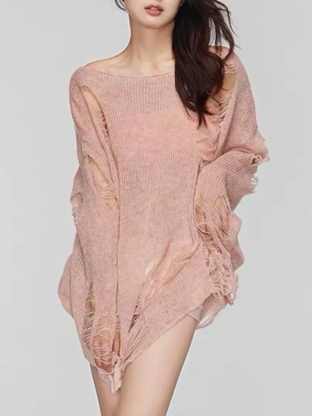 Distressed Boat Neck Knit Cover Up sold by Gigi Laurent product image thumbnail 3