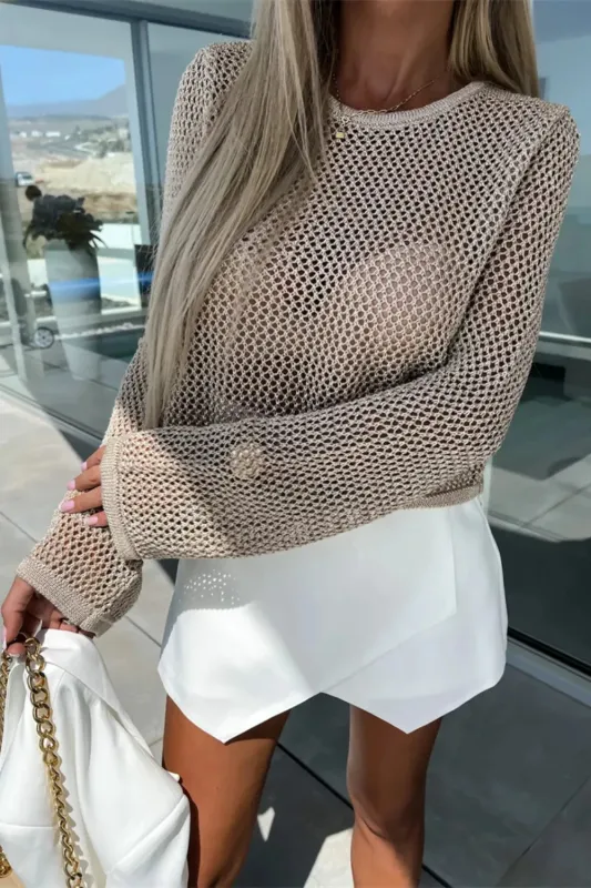 Openwork Round Neck Knit Cover Up sold by Gigi Laurent