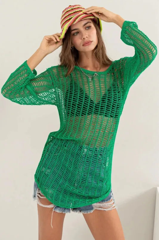 HYFVE Crochet Long Sleeve Cover Up sold by Gigi Laurent