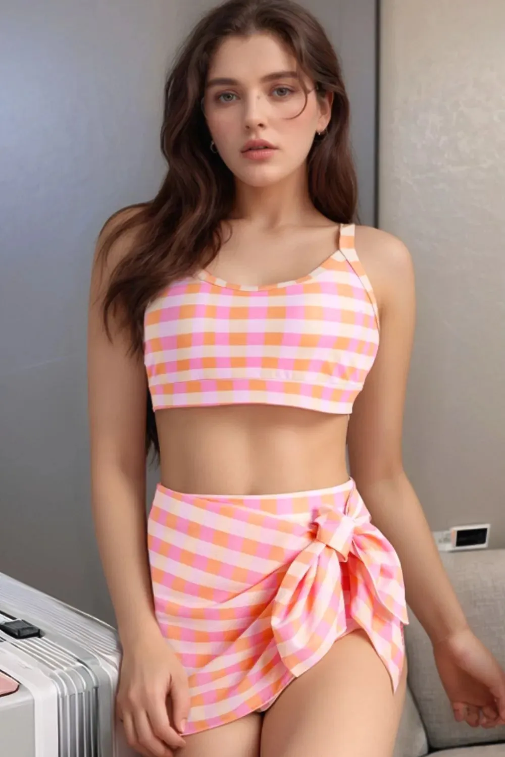 Plaid Print High Waist Bikini Set sold by Gigi Laurent