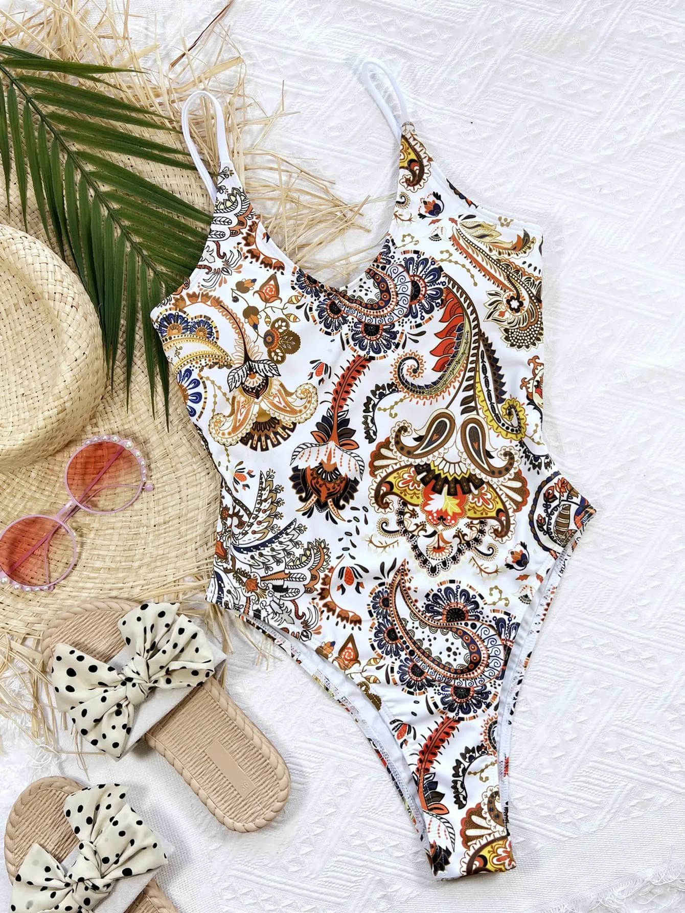 Printed Tie Back Scoop Neck One-Piece Swimsuit sold by Gigi Laurent product image thumbnail 3