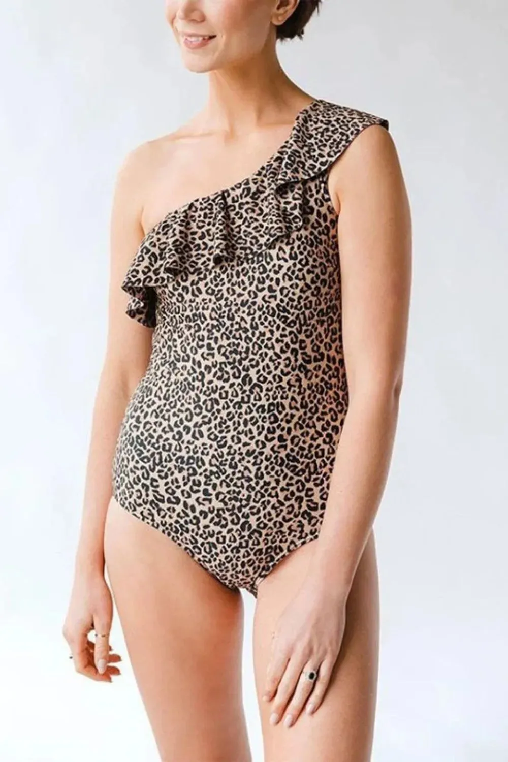 Full Size Ruffled Leopard Single Shoulder One-Piece Swimwear sold by Gigi Laurent product image thumbnail 4