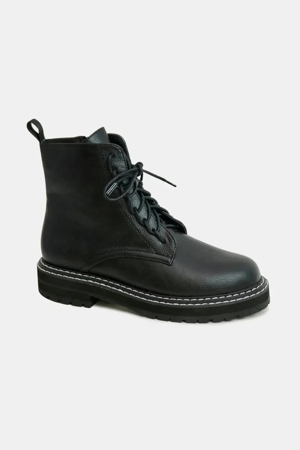 Beast Fashion Faux Leather Lace-Up Boots with Side Zipper sold by Gigi Laurent product image thumbnail 2