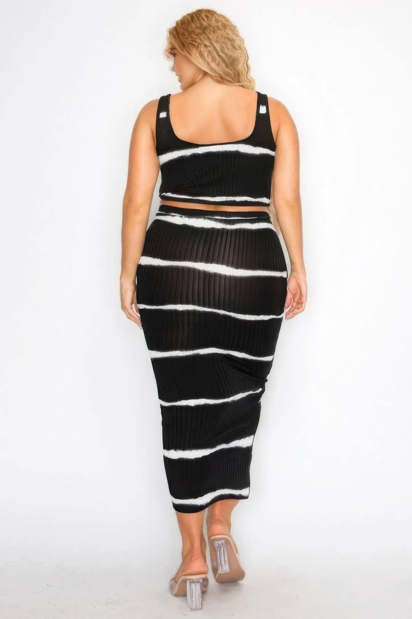 Plus sleeveless tie dye stripe 2 piece skirt set sold by Gigi Laurent product image thumbnail 3