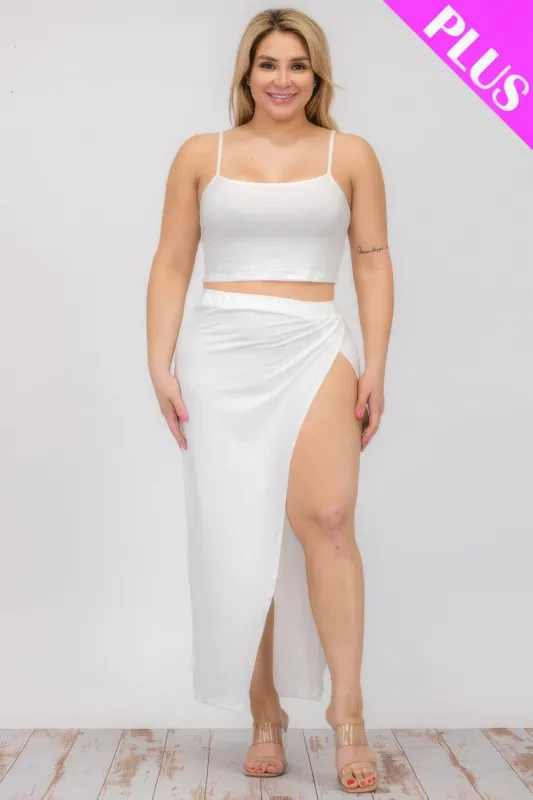 Plus Size Crop Cami & Split Thigh Maxi Skirt Set sold by Gigi Laurent