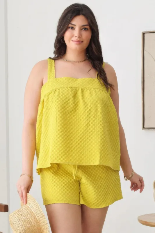 Plus Size Textured Top Elastic Waist Short Sets sold by Gigi Laurent