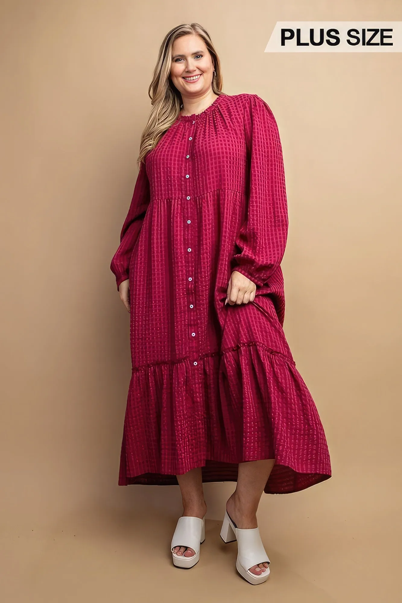Plaid Button Down Hi - Low Hem Maxi Dress sold by Gigi Laurent product image thumbnail 2
