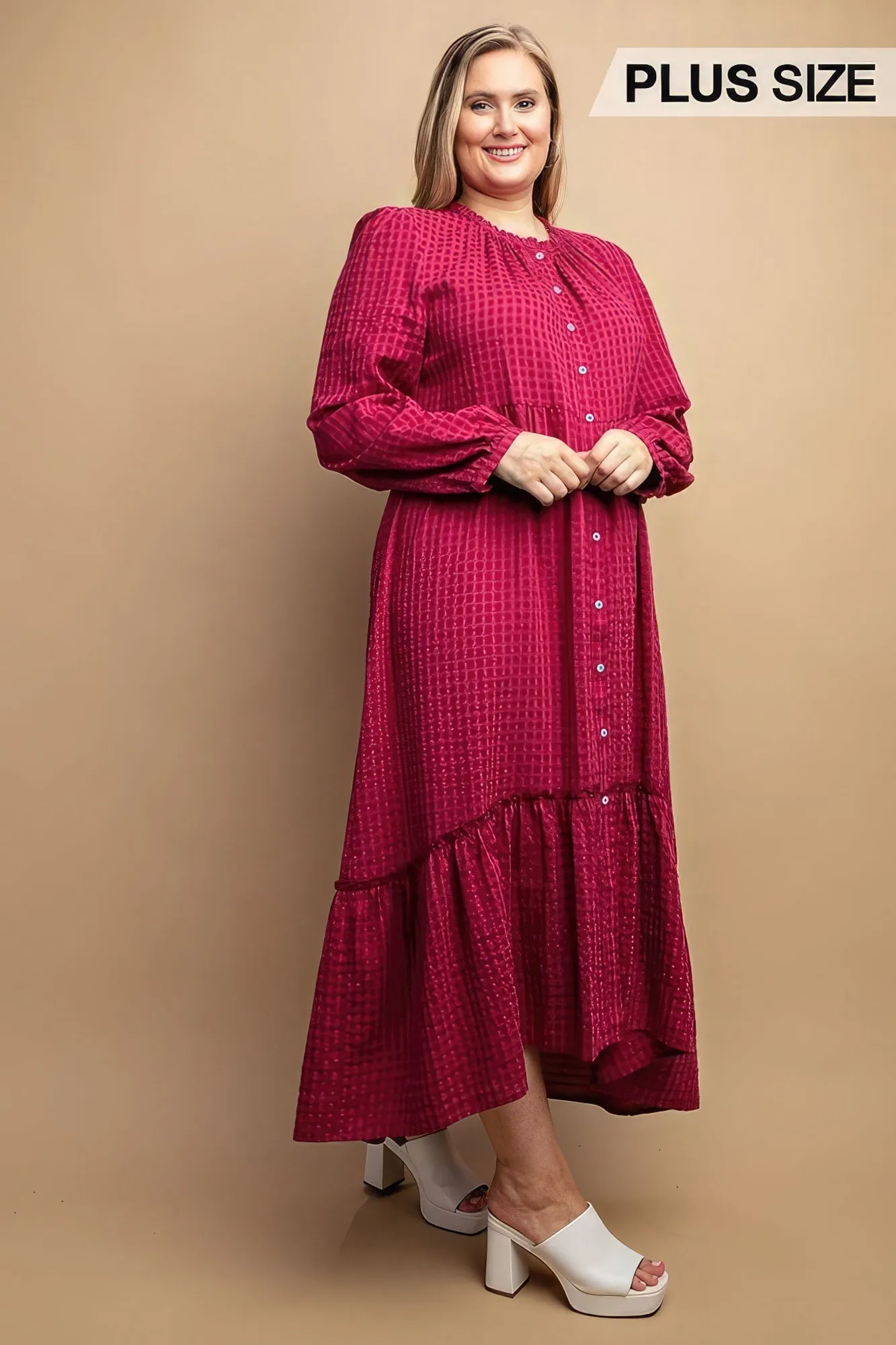 Plaid Button Down Hi - Low Hem Maxi Dress sold by Gigi Laurent product image thumbnail 3