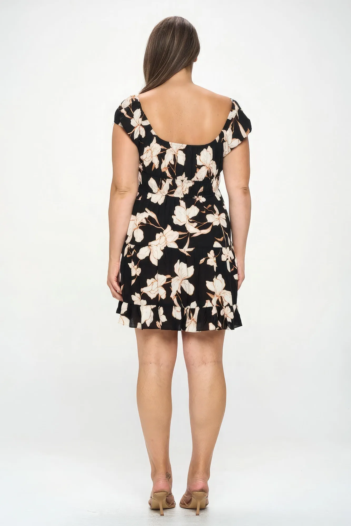 Plus Big Floral Front Tie Ruffle Mini Dress sold by Gigi Laurent product image thumbnail 5