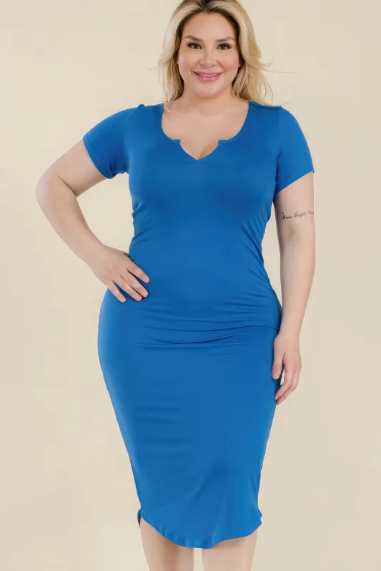 Plus Size Split Neck Bodycon Midi Dress sold by Gigi Laurent