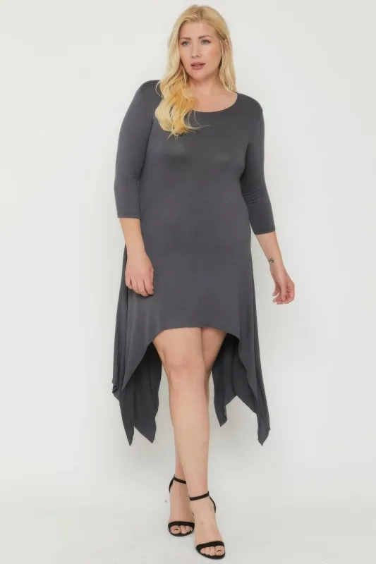 Asymmetrical Raw Edge Hem Solid Dress sold by Gigi Laurent